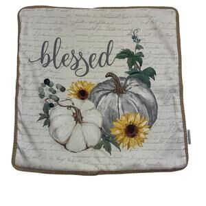 Loving Kindness Neutral Natural "Blessed" Fall Decorative Pillow Cover